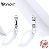 925 Silver Heart Hoop Earrings Wedding Jewelry SCE777