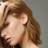 925 Silver Heart Hoop Earrings Wedding Jewelry SCE777