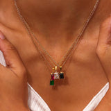 Zircon Stone Charm Huggie Hoop Earrings Stainless Steel Colorful