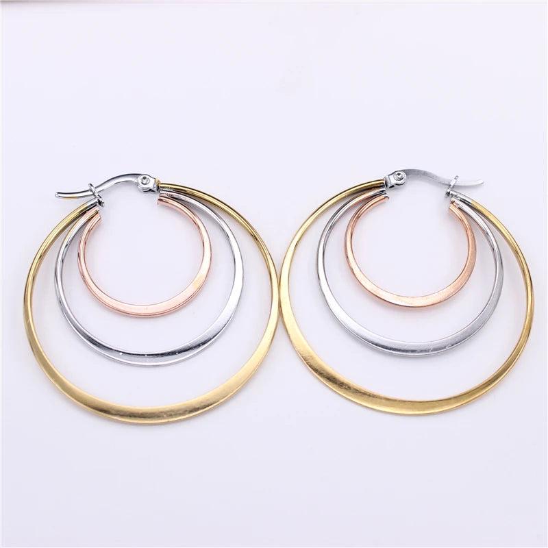 Winter Three stitching 40mm 50mm Hoop earrings LH911