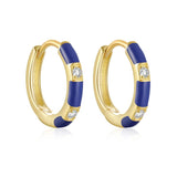 Enamel Zircon Splicing Hoop Earring 925 Sterling Silver Circle Earring