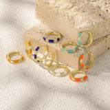 Enamel Zircon Splicing Hoop Earring 925 Sterling Silver Circle Earring
