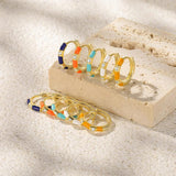 Enamel Zircon Splicing Hoop Earring 925 Sterling Silver Circle Earring