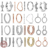 925 Silver Heart Double Round Women's Earrings for DIY Fine Jewelry