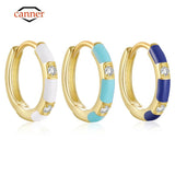 Colorful Enamel 925 Sterling Silver Hoop Earrings