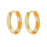 Colorful Enamel 925 Sterling Silver Hoop Earrings