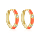 Colorful Enamel 925 Sterling Silver Hoop Earrings