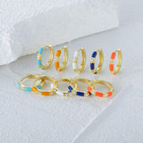 Colorful Enamel 925 Sterling Silver Hoop Earrings