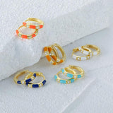 Colorful Enamel 925 Sterling Silver Hoop Earrings