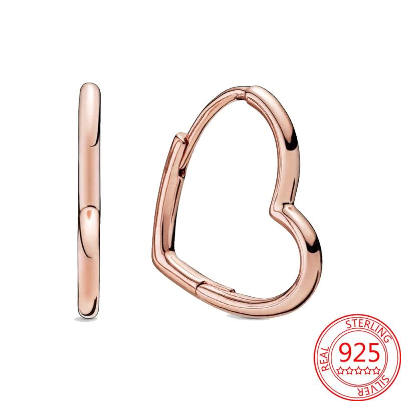 S925 Silver Rose Diamond Hoop Drop Round Earrings