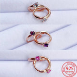 S925 Silver Rose Diamond Hoop Drop Round Earrings