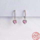 S925 Silver Rose Diamond Hoop Drop Round Earrings