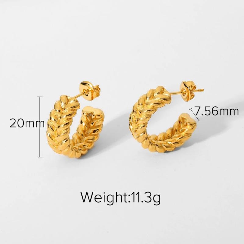 Double Layer C Shape Earrings 18k Plated Stainless Steel