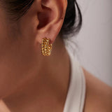 Double Layer C Shape Earrings 18k Plated Stainless Steel