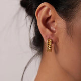 Double Layer C Shape Earrings 18k Plated Stainless Steel