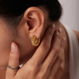 Double Layer C Shape Earrings 18k Plated Stainless Steel