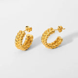 Double Layer C Shape Earrings 18k Plated Stainless Steel