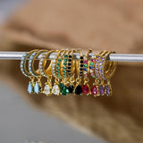 925 Silver Water Drop Zircon Hoop Earrings Colorful Wedding Jewelry