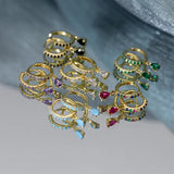 925 Silver Water Drop Zircon Hoop Earrings Colorful Wedding Jewelry