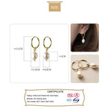Davis 925 Silver Baroque Pearl Hoop Earrings Wedding Jewelry
