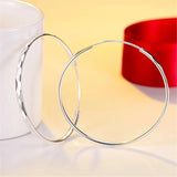 925 Silver 35/50mm Round Hoop Earrings Women Wedding Jewelry