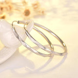925 Silver 35/50mm Round Hoop Earrings Women Wedding Jewelry