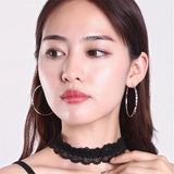 925 Silver 35/50mm Round Hoop Earrings Women Wedding Jewelry