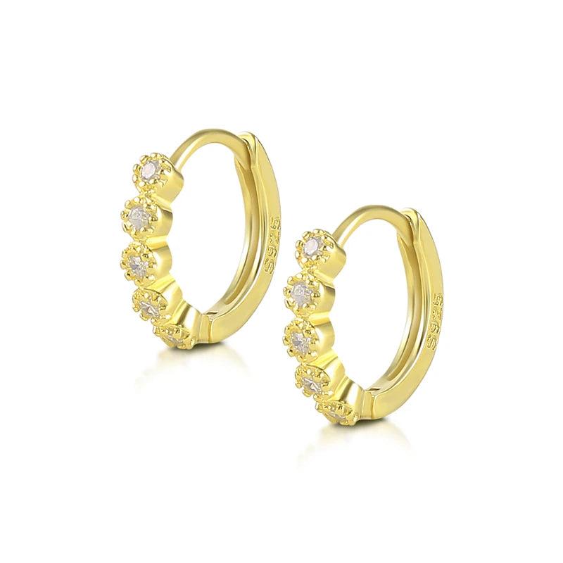 925 Silver Cartilage Drop Huggie Earrings Star Zircon Circle Earings