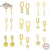 925 Silver Cartilage Drop Huggie Earrings Star Zircon Circle Earings