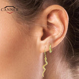925 Silver Cartilage Drop Huggie Earrings Star Zircon Circle Earings