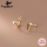 TrustDavis 925 Sterling Silver Wave Cat CZ Hoop Earrings
