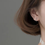 TrustDavis 925 Sterling Silver Wave Cat CZ Hoop Earrings