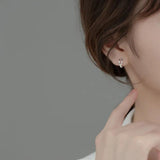 TrustDavis 925 Sterling Silver Wave Cat CZ Hoop Earrings