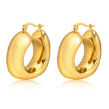 Chunky Thick Hoop Huggie Earring Women, Stainless Steel Tube Earring