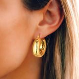 Chunky Thick Hoop Huggie Earring Women, Stainless Steel Tube Earring