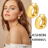 Chunky Thick Hoop Huggie Earring Women, Stainless Steel Tube Earring