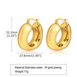 Chunky Thick Hoop Huggie Earring Women, Stainless Steel Tube Earring