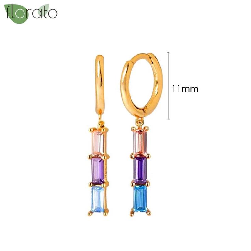 925 Silver Heart Crystal Hoop Earrings for Women Wedding