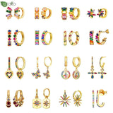 925 Silver Heart Crystal Hoop Earrings for Women Wedding