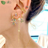 925 Silver Heart Crystal Hoop Earrings for Women Wedding