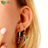 925 Silver Heart Crystal Hoop Earrings for Women Wedding