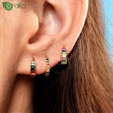 925 Silver Heart Crystal Hoop Earrings for Women Wedding