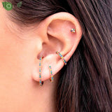 925 Silver Heart Crystal Hoop Earrings for Women Wedding