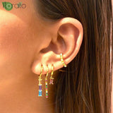 925 Silver Heart Crystal Hoop Earrings for Women Wedding
