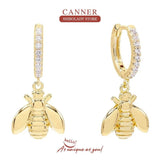 925 Silver Bee Hoop Earrings with Zircon Diamond