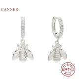 925 Silver Bee Hoop Earrings with Zircon Diamond