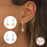 925 Silver Bee Hoop Earrings with Zircon Diamond