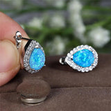 Rose Silver Opal Hoop Earrings for Women