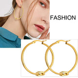 Stainless Steel Circle Hoop Earrings for Women, Knoted Round Minimalist Hoops