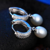 Big Water Drop Pearl Earrings, 925 Silver Jewelry